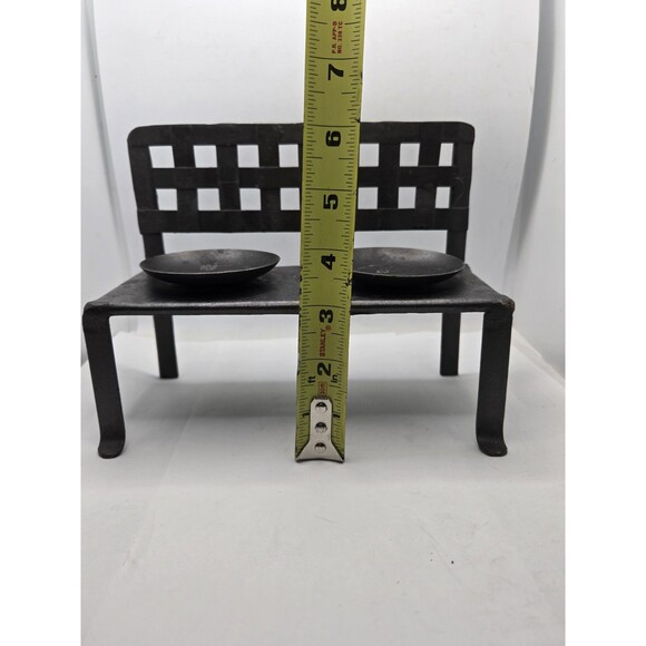 Metal Sculpture Weaved Bench Candle Holder - Picture 7 of 9